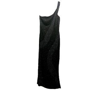 SCALA Long, Black, One Strap, Formal, Silk, Sequin Dress, Side Slit, Size Large
